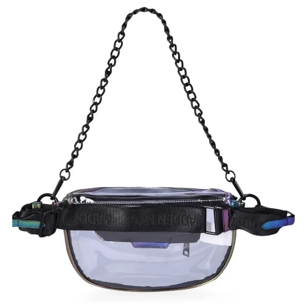 Steve Madden NYC Clear with iridescent trim Convertible FannyPack/ Crossbody - Picture 3 of 6